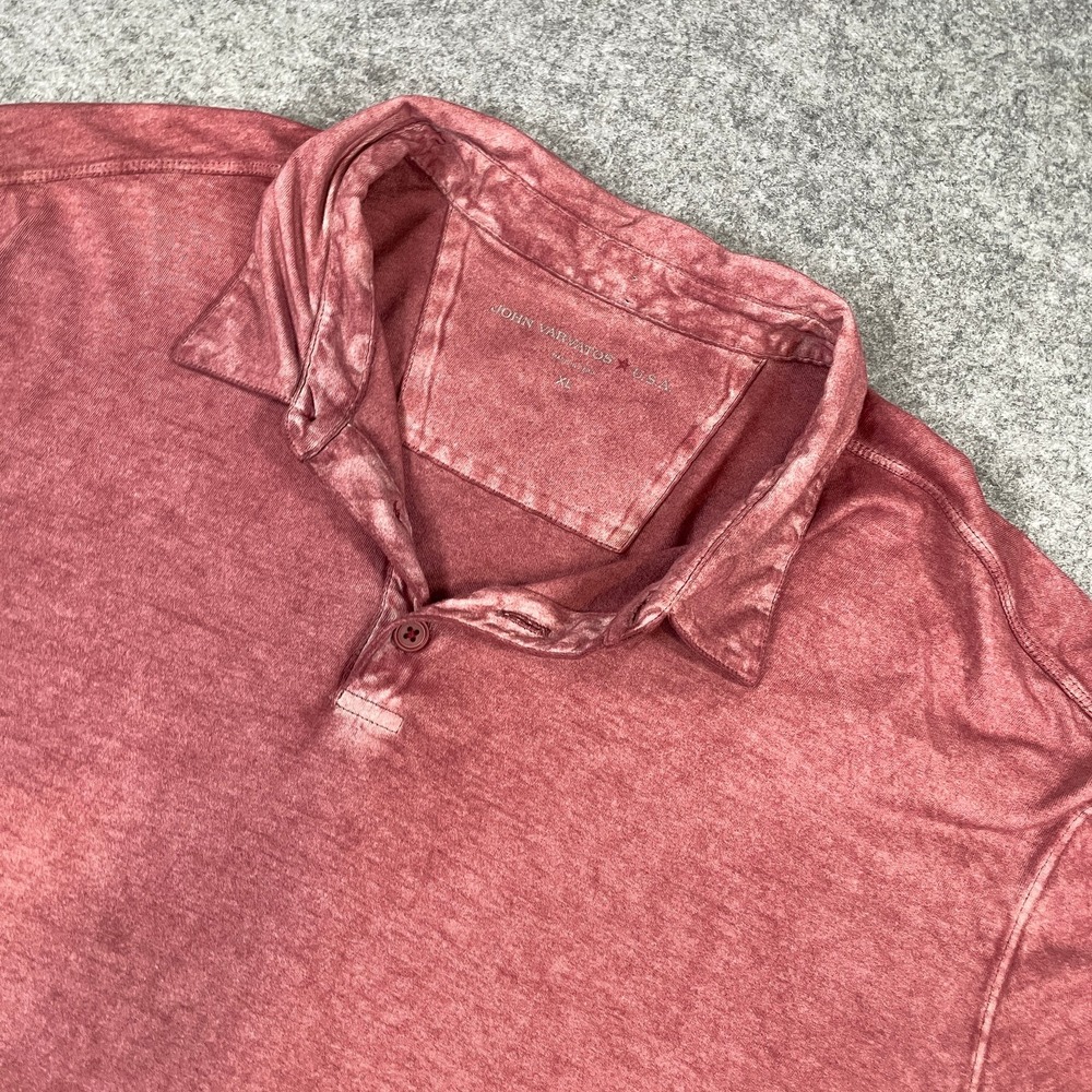 John Varvatos USA Mens Polo XL Acid Wash Short Sleeve Red K4245V1B